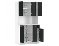 Šesťdverový kredenc Pelion New - biela / čierna