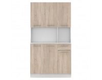 Šesťdverový kredenc Pelion New - biela / dub sonoma