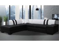 Rohová sedačka s rozkladom a úložným priestorom Pinero II L - čierna / biela