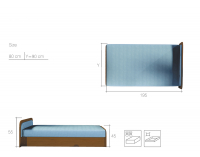Jednolôžková posteľ (váľanda) s úložným priestorom Pinerolo 80 P - sivá