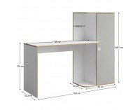 PC stolík so skrinkou Pinio 1D - biela / sivá