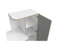 PC stolík so skrinkou Pinio 1D - biela / sivá