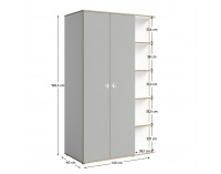 Trojdverová šatníková skriňa Pinio - biela / sivá