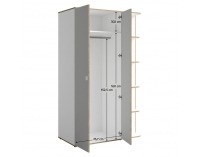 Trojdverová šatníková skriňa Pinio - biela / sivá