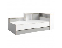 Jednolôžková posteľ s roštom a úložným priestorom Pinio 90x200 cm - biela / sivá