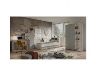 Jednolôžková posteľ s roštom a úložným priestorom Pinio 90x200 cm - biela / sivá