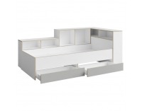 Jednolôžková posteľ s roštom a úložným priestorom Pinio 90x200 cm - biela / sivá