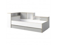 Jednolôžková posteľ s roštom a úložným priestorom Pinio 90x200 cm - biela / sivá