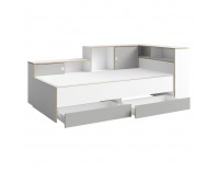 Jednolôžková posteľ s roštom a úložným priestorom Pinio 90x200 cm - biela / sivá