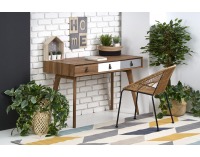 Písací stôl B-38 - orech / biela / sivá