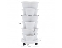 Kaskádový stohovateľný kvetináč (6 ks) Pixelt - biela