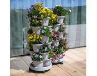 Kaskádový stohovateľný kvetináč (6 ks) Pixelt - sivá