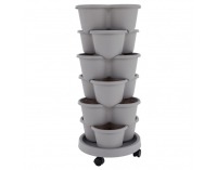 Kaskádový stohovateľný kvetináč (6 ks) Pixelt - sivá
