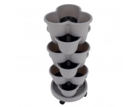 Kaskádový stohovateľný kvetináč (6 ks) Pixelt - sivá