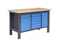 Pracovný stôl PL02L/P2P3P10 - grafit / modrá
