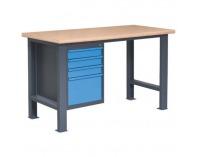 Pracovný stôl so zverákom PL02L/P4 - grafit / modrá