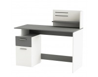 Písací stôl s poličkou Platon - biela / tmavosivá
