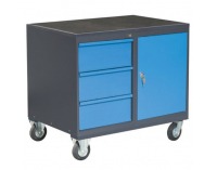 Dielenský vozík na kolieskach so zámkom PLW01G/P8P1 - grafit / modrá
