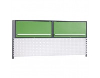 Nadstavba k pracovnému stolu so skrinkami PNSS03/2M/S - svetlosivá / zelená