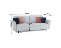 Rozkladacia pohovka s úložným priestorom Ariana - svetlosivá / ružová / tmavomodrá