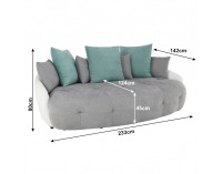 Pohovka Vildan - sivá / biela / tyrkysová