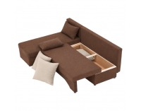 Rohová sedačka s rozkladom Polaris New L/P - hnedá / béžová