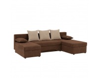 Rohová sedačka U s rozkladom Polaris U Uni L/P - hnedá / béžová