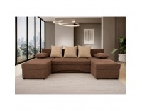 Rohová sedačka U s rozkladom Polaris U Uni L/P - hnedá / béžová