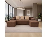 Rohová sedačka U s rozkladom Polaris U Uni L/P - hnedá / béžová