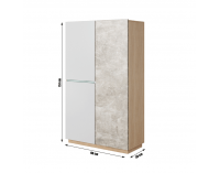 Policová skriňa Laguna 90 - dub jantár / biely mat / betón