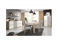 Policová skriňa Laguna 90 - dub jantár / biely mat / betón