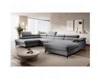 Rohová sedačka U s rozkladom Poly Roh U L - sivá