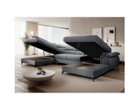 Rohová sedačka U s rozkladom Poly Roh U L - sivá