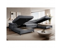 Rohová sedačka U s rozkladom Poly Roh U P - sivá