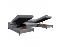 Rohová sedačka U s rozkladom Poly Roh U P - sivá