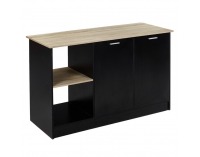 Kuchynský ostrovček Pompej - čierna / dub