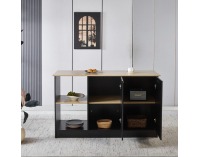 Kuchynský ostrovček Pompej - čierna / dub