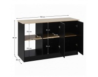 Kuchynský ostrovček Pompej - čierna / dub