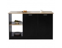 Kuchynský ostrovček Pompej - čierna / dub