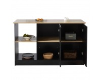 Kuchynský ostrovček Pompej - čierna / dub