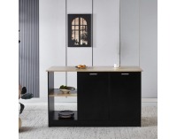 Kuchynský ostrovček Pompej - čierna / dub