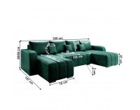 Rohová sedačka U s rozkladom Porima U L/P - smaragdová