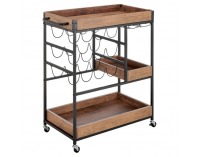 Servírovací stolík na kolieskach Portis - dub tmavý / čierna