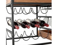 Servírovací stolík na kolieskach Portis - dub tmavý / čierna