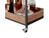 Servírovací stolík na kolieskach Portis - dub tmavý / čierna