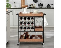 Servírovací stolík na kolieskach Portis - dub tmavý / čierna