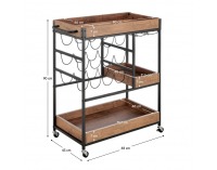 Servírovací stolík na kolieskach Portis - dub tmavý / čierna