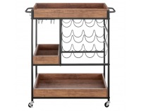 Servírovací stolík na kolieskach Portis - dub tmavý / čierna