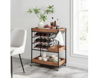 Servírovací stolík na kolieskach Portis - dub tmavý / čierna