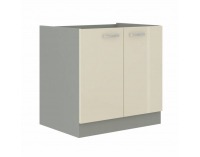 Dolná kuchynská skrinka Prado 80 D 2F BB - krémový vysoký lesk / sivá